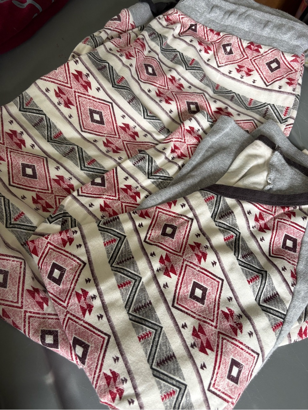 Burt's Bees Baby Cream Maxi Skirt with Red and Gray Aztec Print